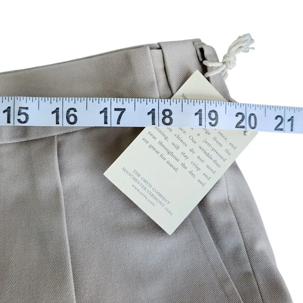 NWT Orvis Men's Wrinkle-Free Chinos Khaki Pleated Pants Size 38 100% Cotton